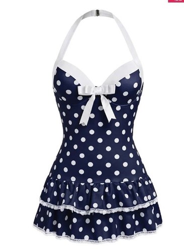 Badekleid retro blau - retro,